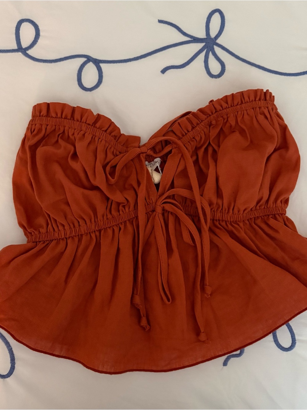 Urban Outfitters smocked tube top Terra cotta orange small